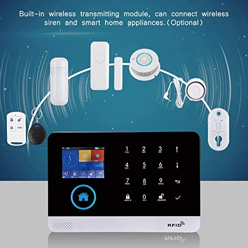Sistema de Alarma Inteligente con Pantalla a Color TFT, 433MHZ Wireless gsm + GPRS + WiFi Alarma de Video Inteligente con Host de Alarma, Sensor PIR, Bocina de Alarma, Control Remoto(EU)