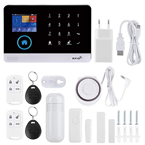 Sistema de Alarma Inteligente con Pantalla a Color TFT, 433MHZ Wireless gsm + GPRS + WiFi Alarma de Video Inteligente con Host de Alarma, Sensor PIR, Bocina de Alarma, Control Remoto(EU)