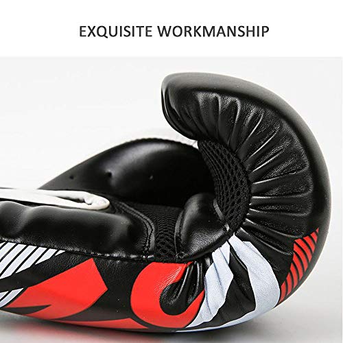 SIWUXIE Guantes De Boxeo Deportivos Elite, Guantes De Entrenamiento Muay Thai Sanda para Adultos, Diseñados para Taekwondo MMA Y Competencia,Rojo,12oz