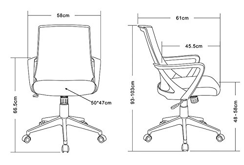 SixBros. Silla de Oficina Silla giratoria Tela Gris/Blanco 0722M/2240