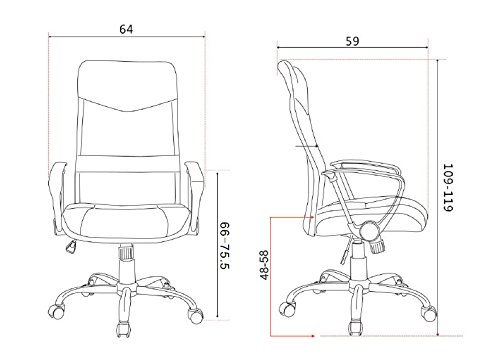 SixBros. Sillón de Oficina Silla de Oficina Silla giratoria Gris/Negro - H-935-6/2061