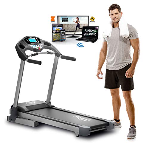 SIXTUS 3000 Cinta de Correr Eléctrica Profesional Plegable, 20 km/h, APP Kinomap y Zwift Bluetooth, Altavoces USB/SD/JACK, 2.5 HP (7 HP Pico), Inclinación y Lubricación Automática, Cardio, 150 kg.