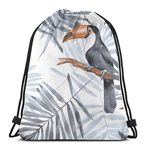 siyang Bolsa de Cuerda Bolsa de Mano Bolsa de un Solo Hombro Bolsa de Ejercicio Viaje de Fitness Palm Leaves and Toucan Floor siyang Bolsa de Cuerda Bolsa de Mano Bolsa de un Solo Hombro Bolsa de Ejercicio Viaje de Fitness Palm Leaves and Toucan Floor