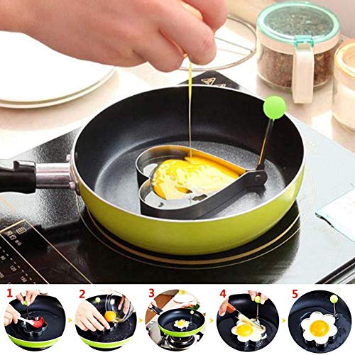 SJUNJIE 5 Piezas Anillos de Huevo Antiadherente de Acero Inoxidable Molde con Forma de Huevo para Huevos Frito Panqueques Tortitas Pancake Omelets Galleta Tortilla SJUNJIE 5 Piezas Anillos de Huevo Antiadherente de Acero Inoxidable Molde con Forma de Huevo para Huevos Frito Panqueques Tortitas Pancake Omelets Galleta Tortilla