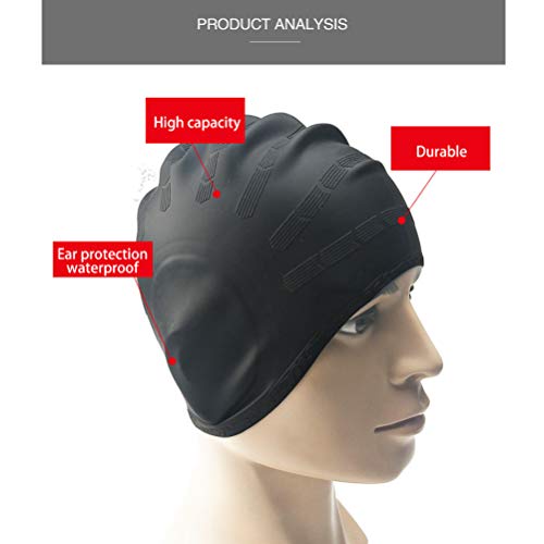 SJWR Gorro de baño de Silicona para Mujer para Cabello Largo, diseño ergonómico 3D Gorras de natación de Silicona para Mujeres, niños, Hombres, Adultos, niños, niñas,Yellow