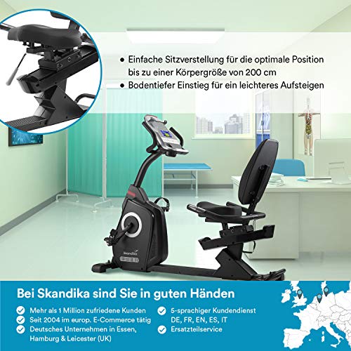 skandika Veien - Bicicleta Reclinable - sensores de Pulso - 32 Niveles controlados por Ordenador - Entrenador de Bicicleta/ergómetro reclinado