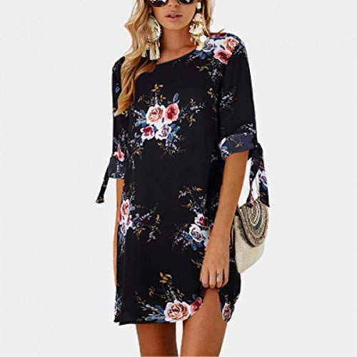 SKBOOS Mujeres Short Beach Casual Camisa Lápiz Vestido Mujer Verano Negro Estampado Floral Loose Elegante Mini Vestido de Fiesta Sundress SKBOOS Mujeres Short Beach Casual Camisa Lápiz Vestido Mujer Verano Negro Estampado Floral Loose Elegante Mini Vestido de Fiesta Sundress