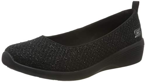 Skechers Arya Sweet Glitz, Zapatillas sin Cordones Mujer, Negro Negro Negro Metálico Knit Negro Gunmetal Trim BBK, 40 EU