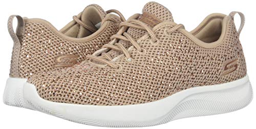 Skechers Bobs Squad 2-Bow Beauty - Zapatillas deportivas para mujer con diseño de estrases Zapatillas con cordones y empeine en punto con estrases., Rosa (Rose gold), 37 EU