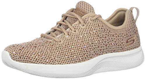 Skechers Bobs Squad 2-Bow Beauty - Zapatillas deportivas para mujer con diseño de estrases Zapatillas con cordones y empeine en punto con estrases., Rosa (Rose gold), 37 EU