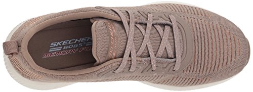 Skechers Bobs Squad-Glam League, Zapatillas Mujer, Multicolor (TPE Black Engineered Knit/Rose Gold Trim), 36 EU