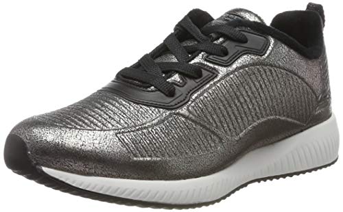 Skechers Bobs Squad-Sparkle Life, Zapatillas Mujer, Multicolor (Pew Champagne Duraleather/Chenille Line), 37 EU