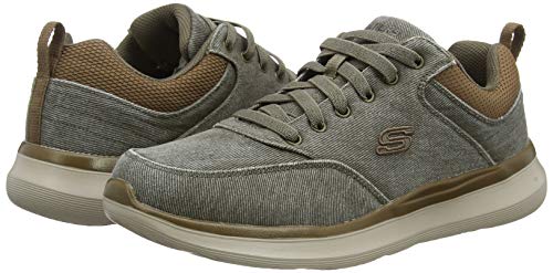 Skechers Delson 2.0 Kemper, Zapatillas Hombre, Verde (Khaki Canvas Khk), 45 EU