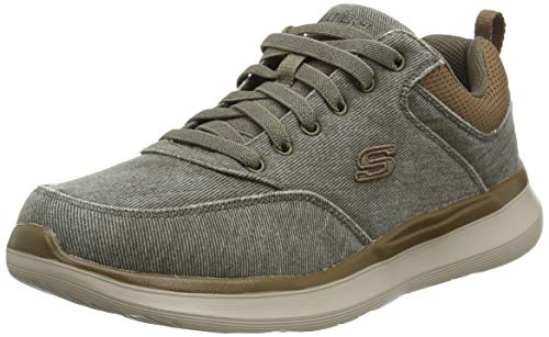 Skechers Delson 2.0 Kemper, Zapatillas Hombre, Verde (Khaki Canvas Khk), 45 EU