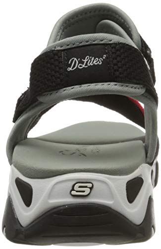 Skechers D'lites 2.0-Mega Summer, Sandalias de Talón Abierto Mujer, Negro (Black Webbing/Red Trim BKRD), 41 EU