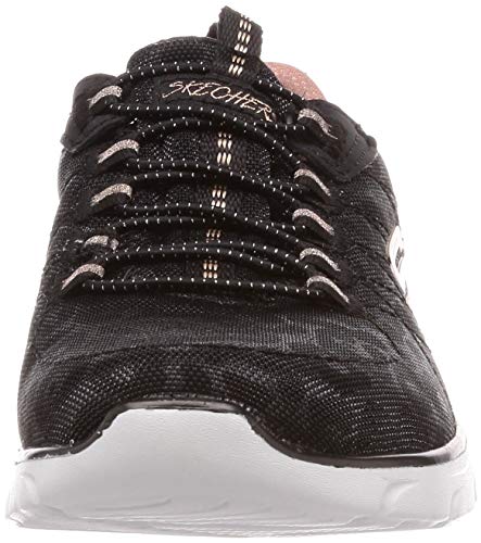 Skechers Empire D'Lux-Spotted, Zapatillas Mujer, Negro (BKRG Black Mesh/Rose Gold Trim), 39 EU