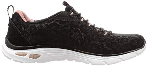 Skechers Empire D'Lux-Spotted, Zapatillas Mujer, Negro (BKRG Black Mesh/Rose Gold Trim), 39 EU