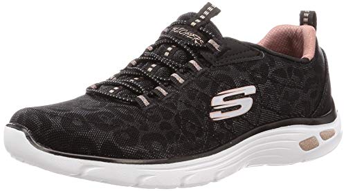 Skechers Empire D'Lux-Spotted, Zapatillas Mujer, Negro (BKRG Black Mesh/Rose Gold Trim), 39 EU