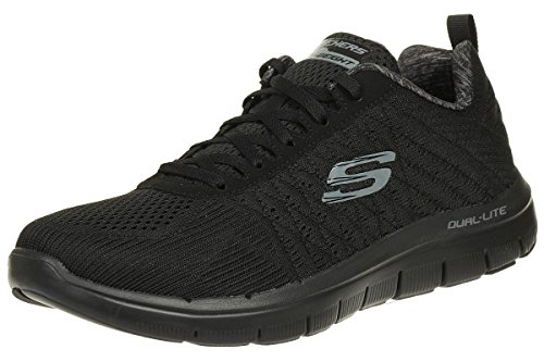 Skechers Flex Advantage 2.0, Zapatillas de Deporte Exterior Hombre, Negro (BBK Black Engineered Mesh/Trim), 44 EU