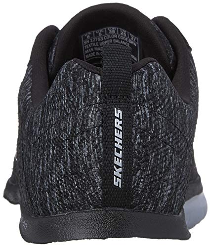 Skechers Flex Appeal 2.0, Zapatillas con Cordones,Detalles de Costuras y Plantilla para Caminar y Entrenar Mujer, Negro (BKW Black & Charcoal Mesh/Coral Trim), 36 EU