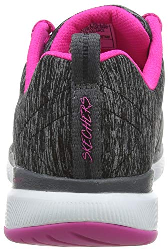 Skechers Flex Appeal 3.0-Insiders, Zapatillas Mujer, Gris (BKHP Black & Gray Mesh/Black Trim), 38 EU