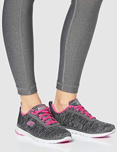 Skechers Flex Appeal 3.0-Insiders, Zapatillas Mujer, Gris (BKHP Black & Gray Mesh/Black Trim), 38 EU