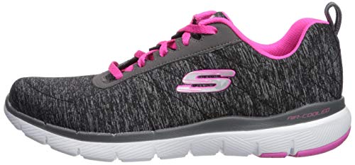 Skechers Flex Appeal 3.0-Insiders, Zapatillas Mujer, Gris (BKHP Black & Gray Mesh/Black Trim), 38 EU