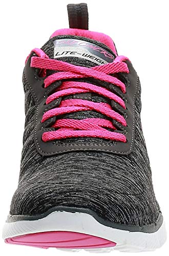 Skechers Flex Appeal 3.0-Insiders, Zapatillas Mujer, Gris (BKHP Black & Gray Mesh/Black Trim), 38.5 EU