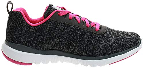 Skechers Flex Appeal 3.0-Insiders, Zapatillas Mujer, Gris (BKHP Black & Gray Mesh/Black Trim), 38.5 EU