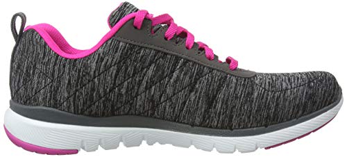 Skechers Flex Appeal 3.0-Insiders, Zapatillas Mujer, Gris (BKHP Black & Gray Mesh/Black Trim), 39 EU