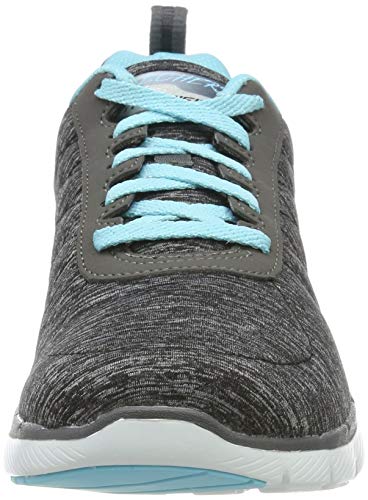 Skechers Flex Appeal 3.0-Insiders, Zapatillas Mujer, Multicolor (BKLB Black & Gray Mesh/Black Trim), 38 EU