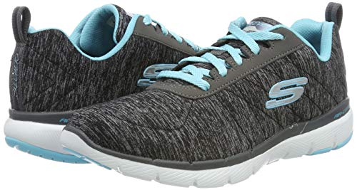 Skechers Flex Appeal 3.0-Insiders, Zapatillas Mujer, Multicolor (BKLB Black & Gray Mesh/Black Trim), 38 EU