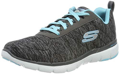 Skechers Flex Appeal 3.0-Insiders, Zapatillas Mujer, Multicolor (BKLB Black & Gray Mesh/Black Trim), 38 EU