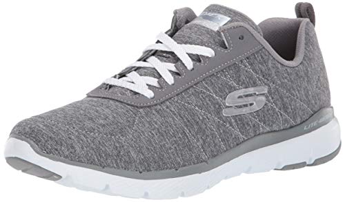 Skechers Flex Appeal 3.0-Insiders, Zapatillas Mujer, Multicolor (GRY Black & Gray Mesh/Black Trim), 39 EU