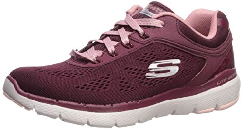 Skechers Flex Appeal 3.0-Moving Fast, Zapatillas Mujer, Marrón (BUPK Black Mesh/Duraleather/Silver Trim), 39 EU