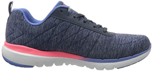 Skechers Flex Appeal 3.0, Zapatillas Mujer, Azul (Navy Mesh/Pink & Purple Trim Nvmt), 38 EU