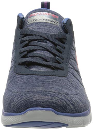 Skechers Flex Appeal 3.0, Zapatillas Mujer, Azul (Navy Mesh/Pink & Purple Trim Nvmt), 38 EU