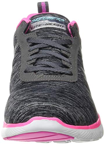 Skechers Flex Appeal 3.0, Zapatillas Mujer, Negro (Black Mesh/Pink & Blue Trim Bkmt), 40 EU