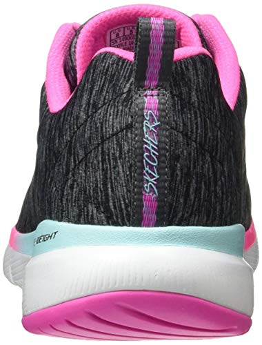 Skechers Flex Appeal 3.0, Zapatillas Mujer, Negro (Black Mesh/Pink & Blue Trim Bkmt), 40 EU