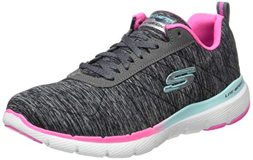 Skechers Flex Appeal 3.0, Zapatillas Mujer, Negro (Black Mesh/Pink & Blue Trim Bkmt), 40 EU Skechers Flex Appeal 3.0, Zapatillas Mujer, Negro (Black Mesh/Pink & Blue Trim Bkmt), 40 EU