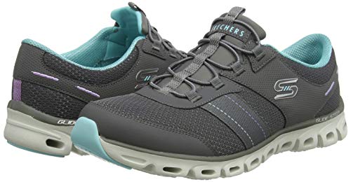 Skechers Glide Step-Just Be You, Zapatillas Mujer, Gris (CCLB Black Mesh/Durabuck/Purple & Aqua Trim), 40 EU