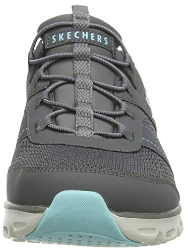 Skechers Glide Step-Just Be You, Zapatillas Mujer, Gris (CCLB Black Mesh/Durabuck/Purple & Aqua Trim), 40 EU