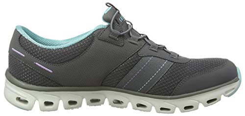 Skechers Glide Step-Just Be You, Zapatillas Mujer, Gris (CCLB Black Mesh/Durabuck/Purple & Aqua Trim), 40 EU