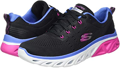 Skechers Glide Step Sport-Fun Stride, Zapatillas Mujer, Multicolor (BBLP Black Mesh/Blue & Pink Trim), 37 EU