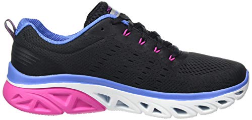 Skechers Glide Step Sport-Fun Stride, Zapatillas Mujer, Multicolor (BBLP Black Mesh/Blue & Pink Trim), 37 EU