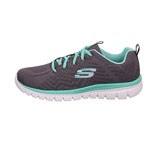 Skechers Graceful-Get Connected, Zapatillas Mujer, Gris (CCGR Black Mesh/Trim), 38 EU