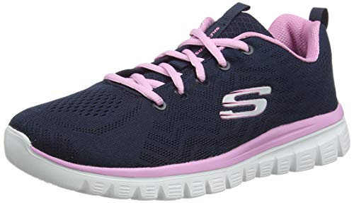 Skechers Graceful-Get Connected, Zapatillas Mujer, Multicolor (NVPK Black Mesh/Trim), 37 EU