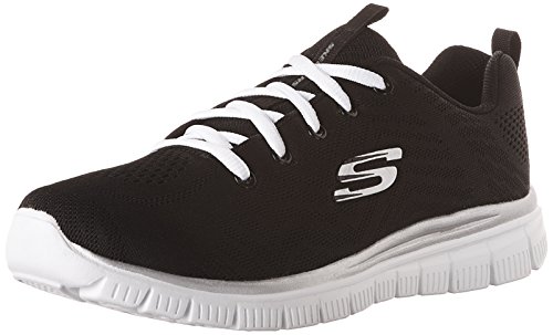 Skechers Graceful-Get Connected, Zapatillas Mujer, Negro (BKW Black Mesh/Trim), 38 EU