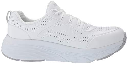 Skechers MAX Cushioning Elite-Step Up, Zapatillas Mujer, Blanco (White Leather/Silver Trim WSL), 37 EU