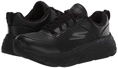 Skechers MAX Cushioning Elite Step UP, Zapatillas Mujer, Negro (Black Leather/Trim BBK), 39 EU